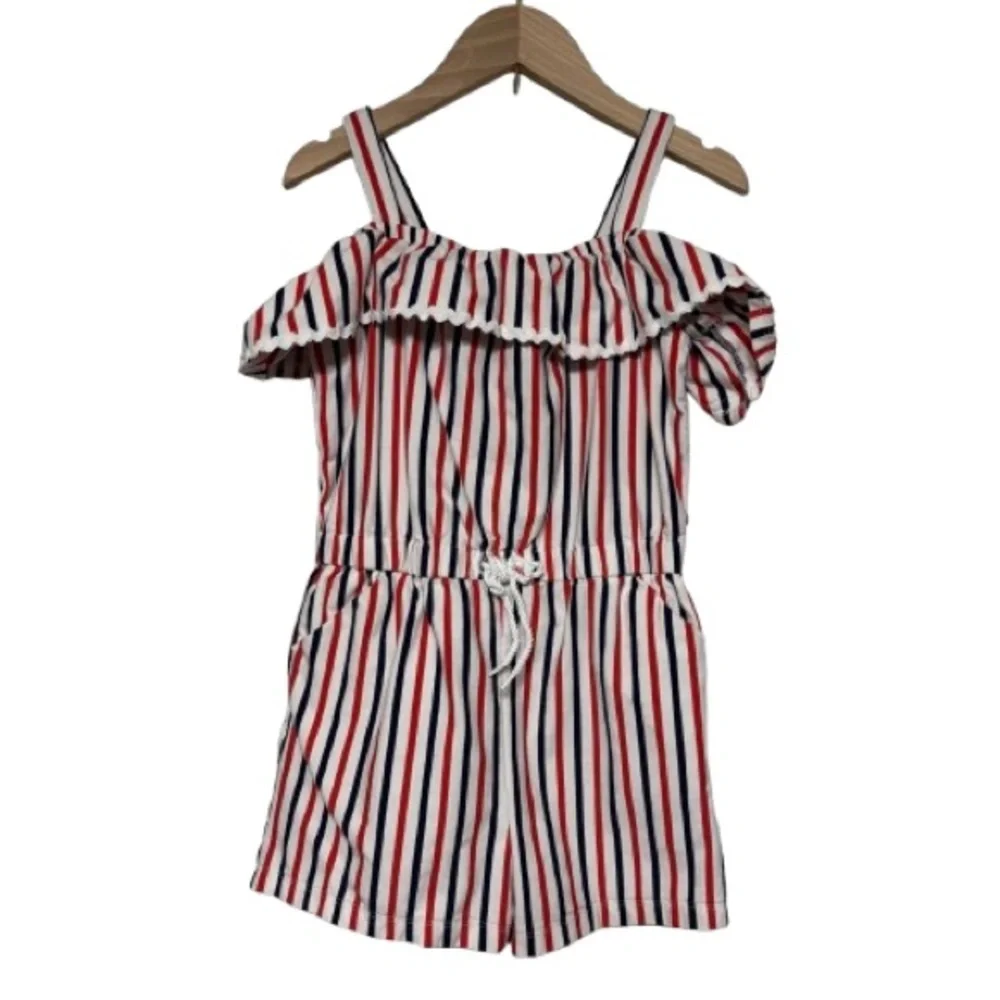 Janie and Jack Striped Cold-Shoulder Romper Size 6